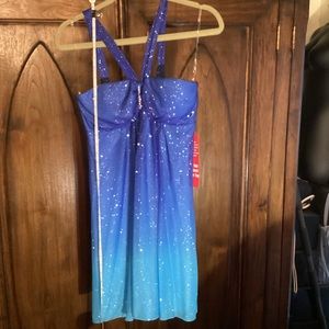 B Smart- blue sparkle dark to light fade party dress (9/10j)